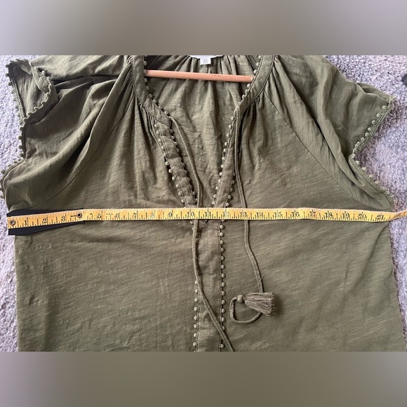 Boden Millie Split Neck Cotton Top Mayfly Army Green Sz 14 - Picture 11 of 12